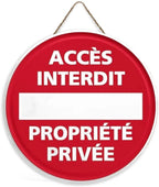 Panneau Rond en Bois “Propriété Privée – Accès Interdit – Vidéosurveillance” – Decoración Murale Seguridad para Cour, Jardin et Allée 