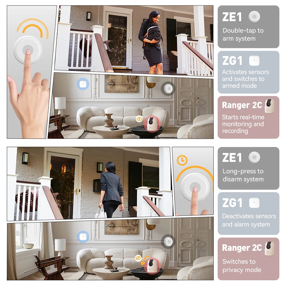 IMOU Sistema de alarma WiFi Zigbee 3.0 – Detectores de movimiento y apertura con la aplicación Sirène y notificaciones, compatible con Alexa