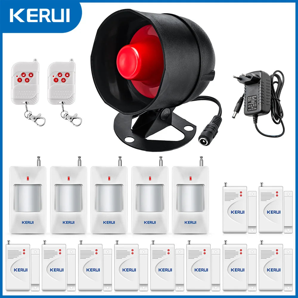 KERUI DLB – Kit Alarme Maison Sans Fil con Sirène Puissante 110 dB, Sistema Anti-Intrusión Autónomo para Interior y Exterior 