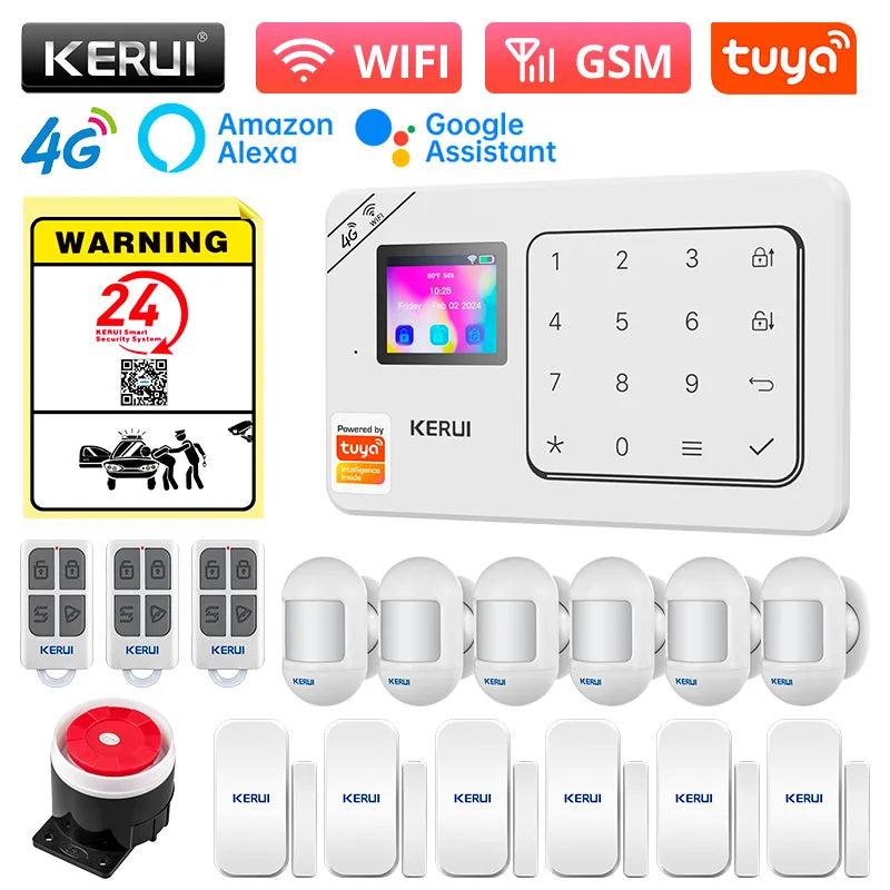 KERUI W184 – Sistema de alarma Maison Sans Fil 4G &amp; WiFi Tuya con Livraison Rapide desde Europa, Kit de Seguridad Conectado Anti-Intrusión 