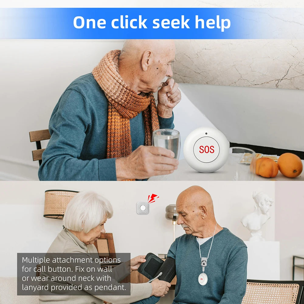 Bouton SOS Sans Fil GauTone – Medizinisches Alarm- und Pager-Hilfssystem für Senioren und abhängige Personen