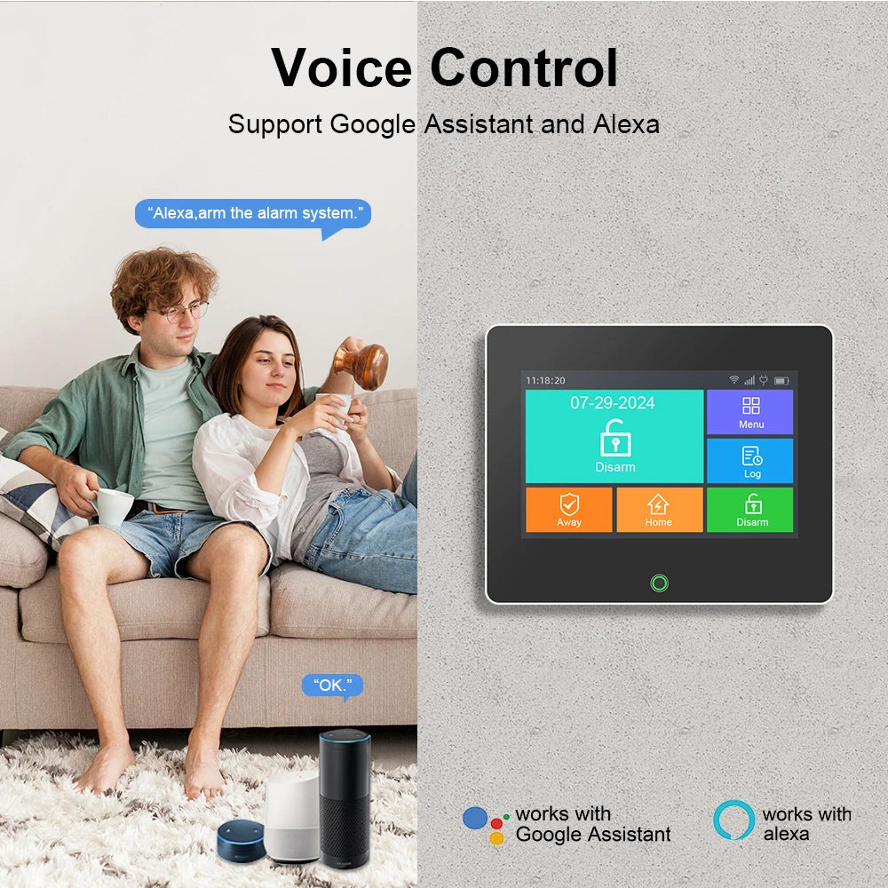 ONENUO 99FT – Système d’Alarme Maison Connecté Tuya WiFi & GSM avec Écran Tactile TFT, Kit Sécurité Sans Fil et Sirène 90 dB