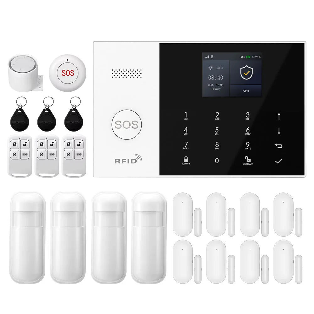Sistema de alarma Maison PGST 4G WiFi Tuya - Kit de seguridad conectado con detector de movimiento y captador de apertura, compatible con Alexa