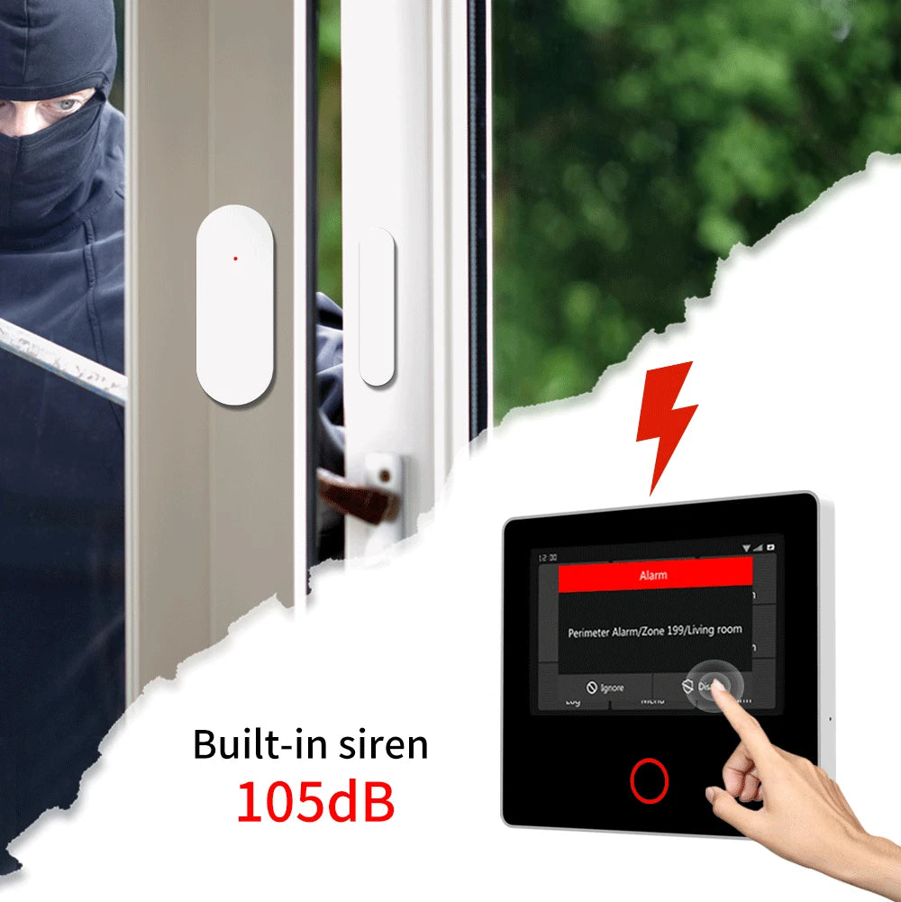 Staniot SecPanel 5 H502-4G - Sistema de alarma Maison Connecté 4G + WiFi con Sirène 105 dB, pantalla táctil y control Tuya / Alexa 
