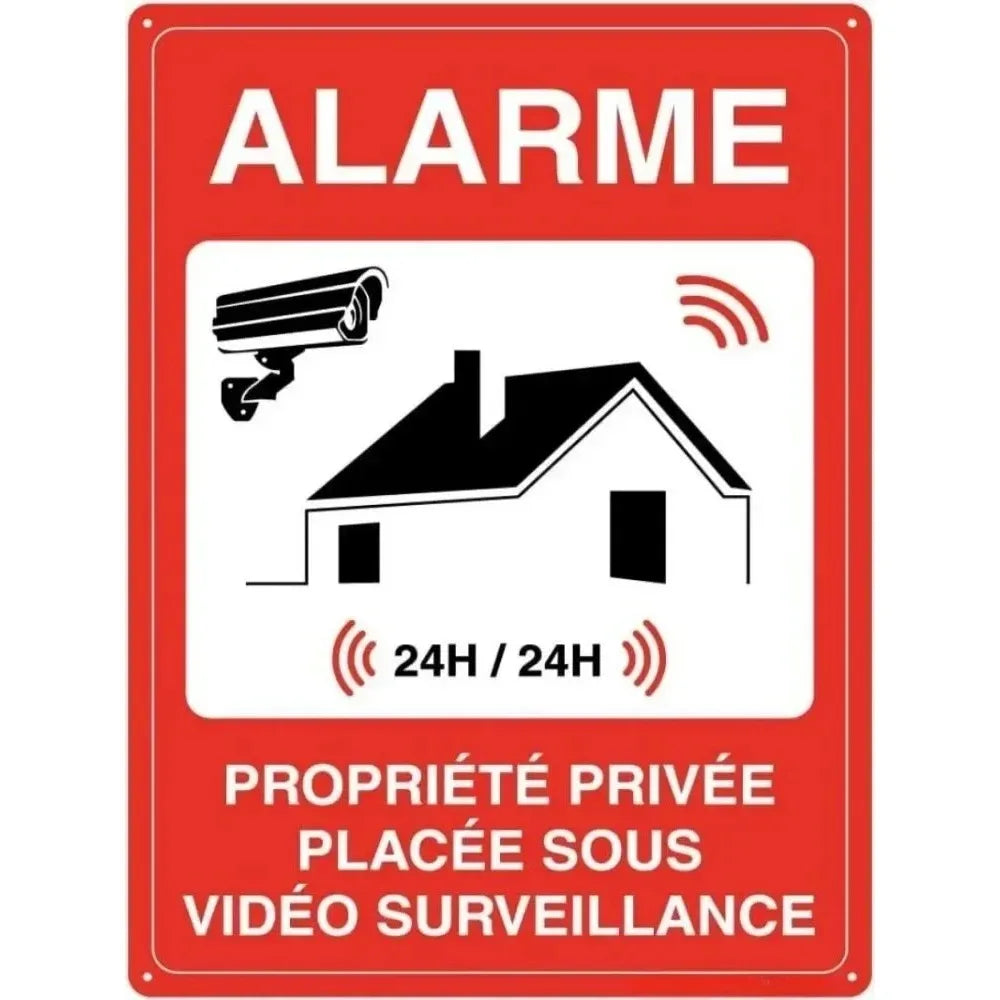 Panneau de Sécurité en Aluminium Renforcé – Vidéosurveillance, Propriété Privée, Accès Interdit pour Entrepôt et Locaux Professionnels