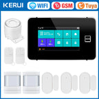 KERUI G60B – Hausalarmsystem mit Tuya-WiFi- und GSM-Verbindung mit taktilem 4,3-Zoll-Touchscreen, Temperatur- und Luftfeuchtigkeitsanzeige