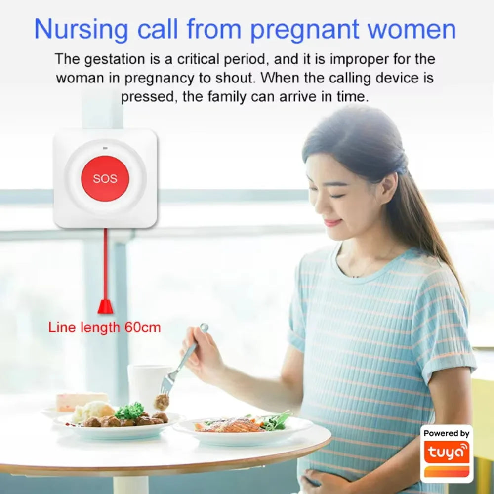 Botón SOS WiFi PGST 2.4G Tuya – Botón Panique Connecté Compatible con Alexa y Google Assistant para personas mayores y seguridad del domicilio