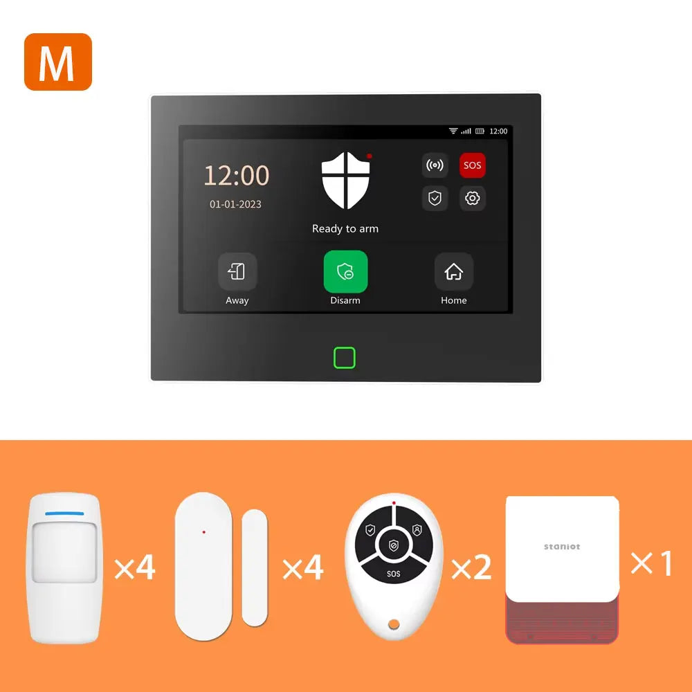 Staniot SecPanel 7 H700-4G – Système d’Alarme Maison WiFi + 4G avec Écran Tactile 7", Sirène 120 dB et Batterie 5000 mAh