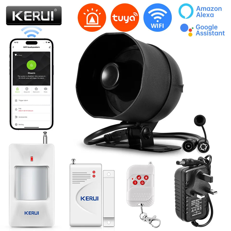 KERUI – Sistema de alarma Maison Connecté WiFi Tuya con Sirène 120 dB, Captores de movimiento y apertura