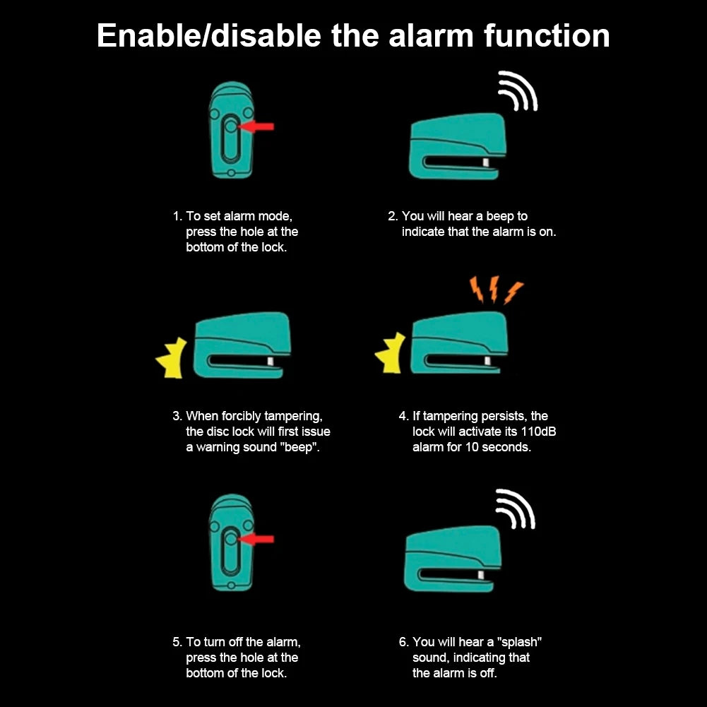 Antivol Alarme à Disque pour Moto et Vélo VKTECH – Bloque-Disque en Alliage d'Aluminium, Étanche et Ultra Résistant