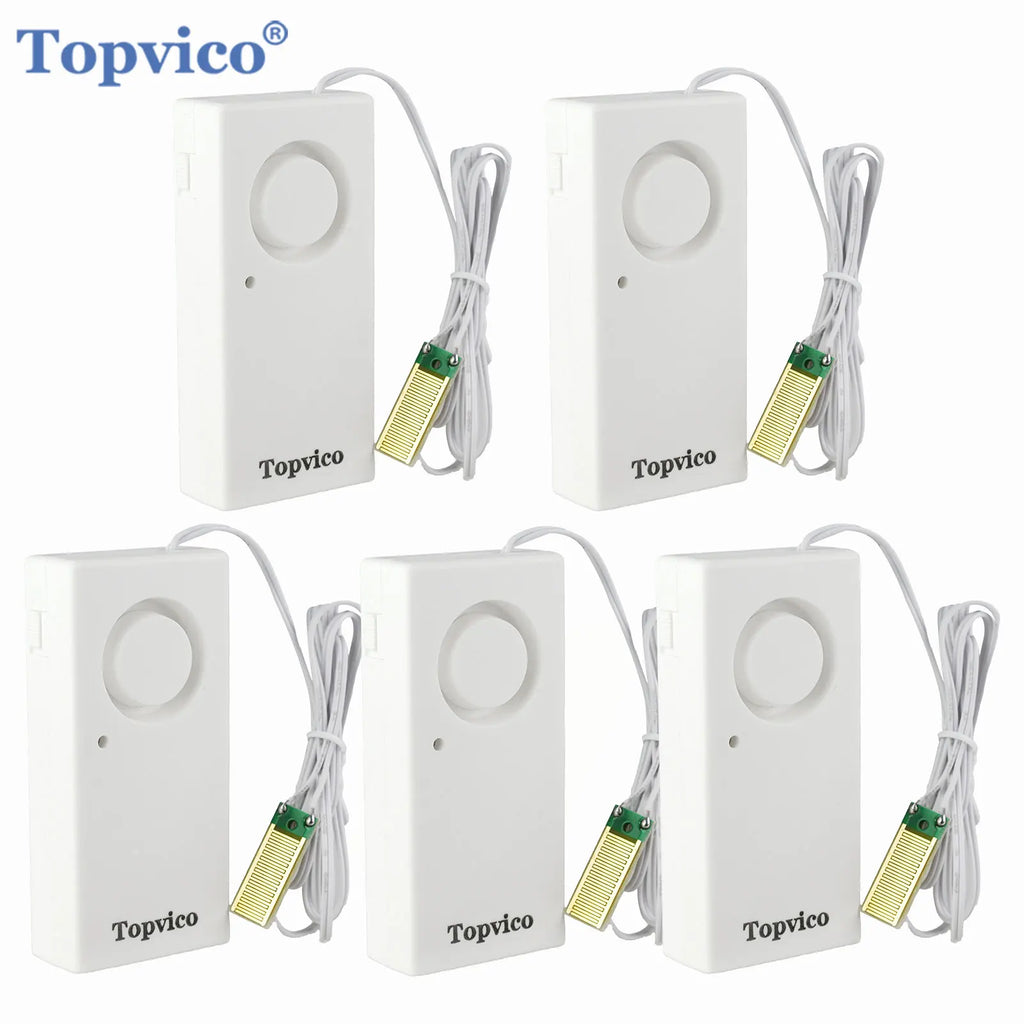 Detecteurs de Fuite d'Eau TOPVICO TP-206W (Lote de 5) – Alarma de inundación 120 dB para protección de casa y lugares 