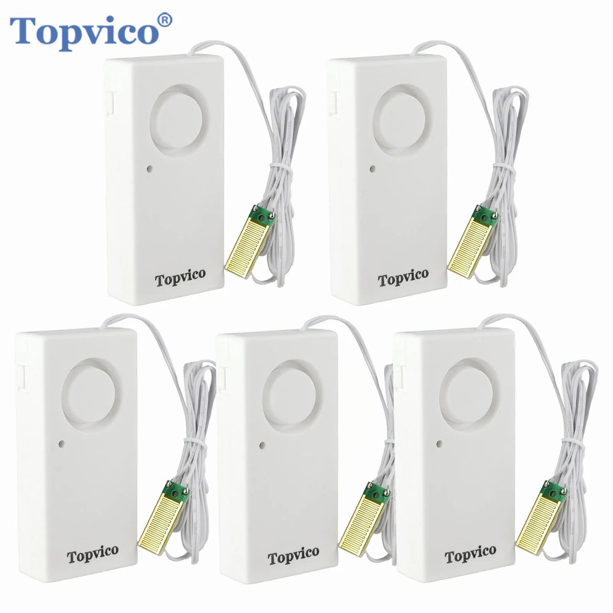 Detecteurs de Fuite d'Eau TOPVICO TP-206W (Lote de 5) – Alarma de inundación 120 dB para protección de casa y lugares 