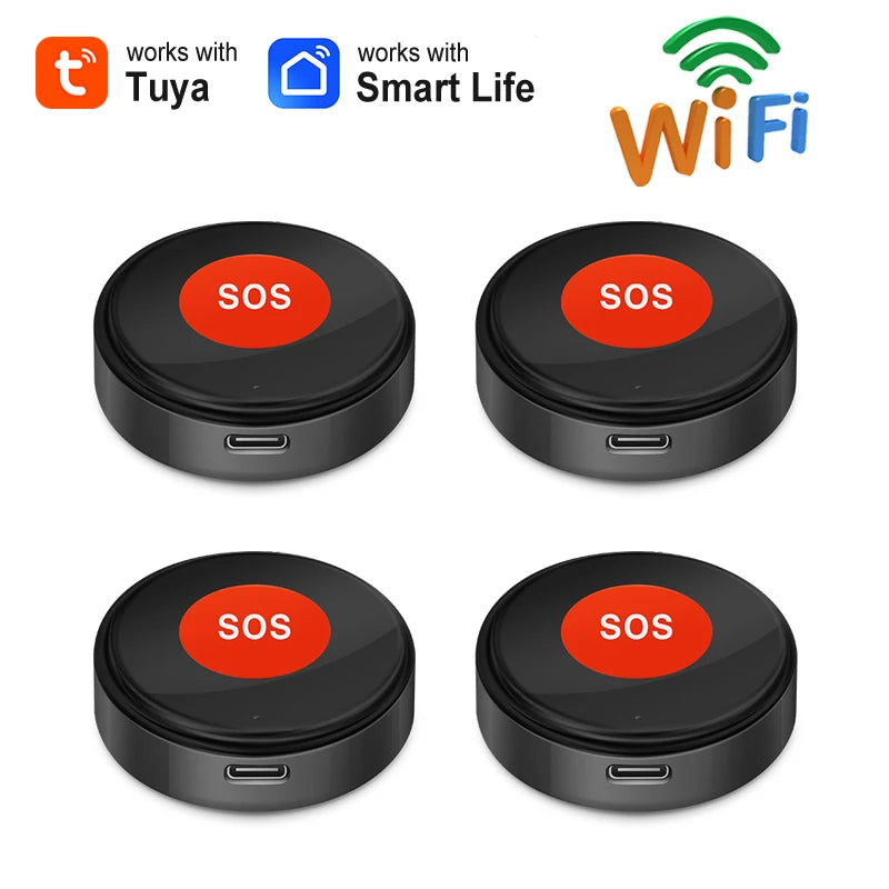 Botón SOS WiFi Tuya Earykong – Botón de llamada de urgencia sin filtro con notificación Smartphone para personas mayores, niños y personas frágiles
