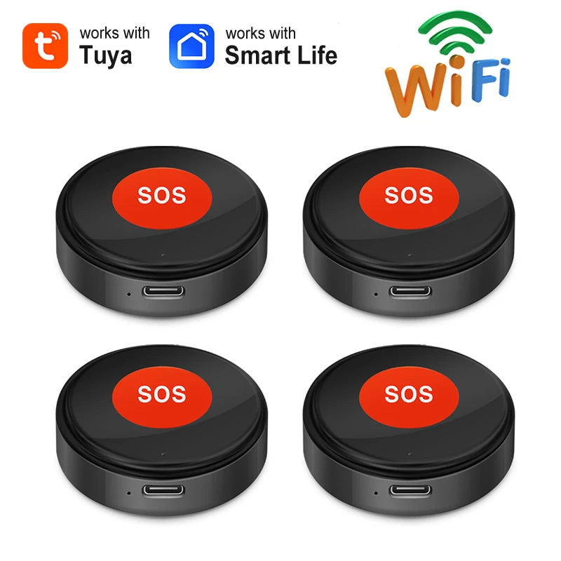 Botón SOS WiFi Tuya Earykong – Botón de llamada de urgencia sin filtro con notificación Smartphone para personas mayores, niños y personas frágiles
