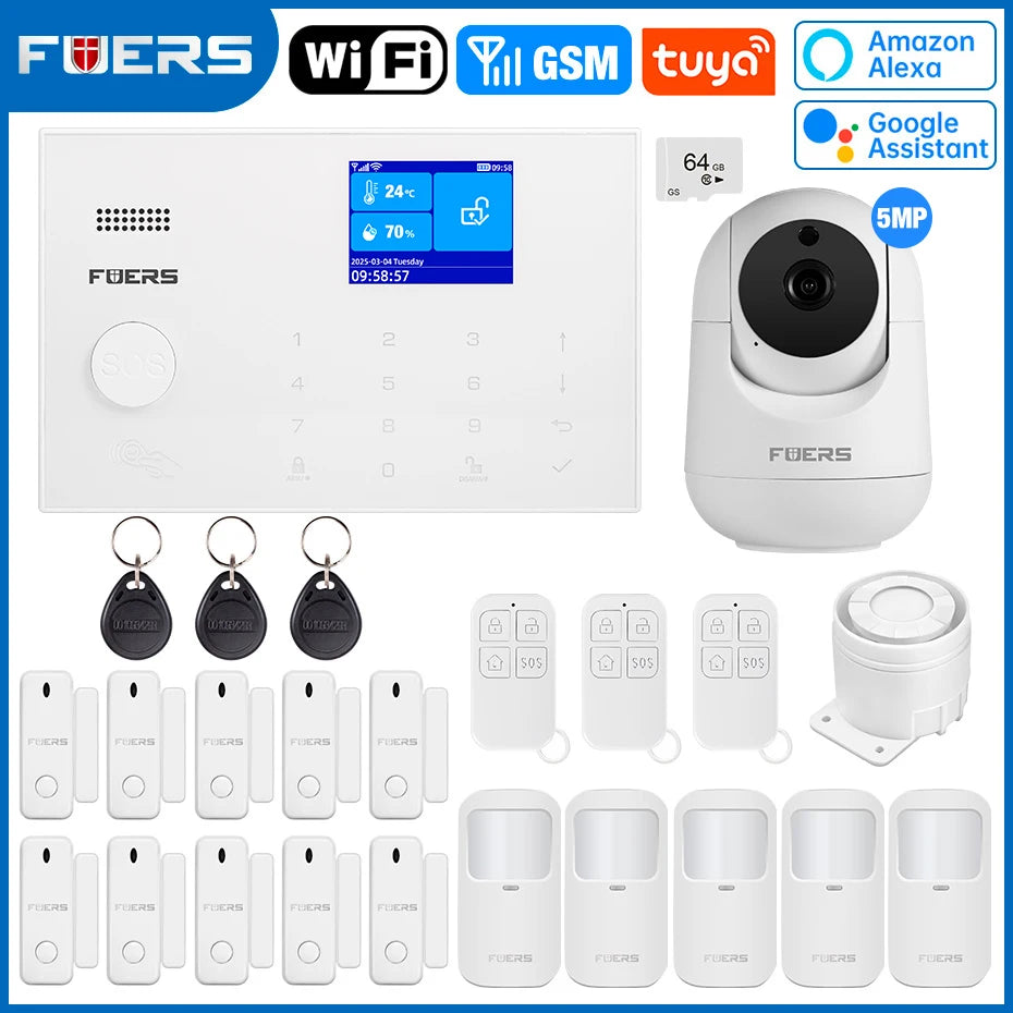 FUERS G30 – Sistema de alarma Maison Connecté Tuya WiFi &amp; GSM, Écran Couleur, Sirène et Détecteurs, Seguridad Sans Fil avec Application