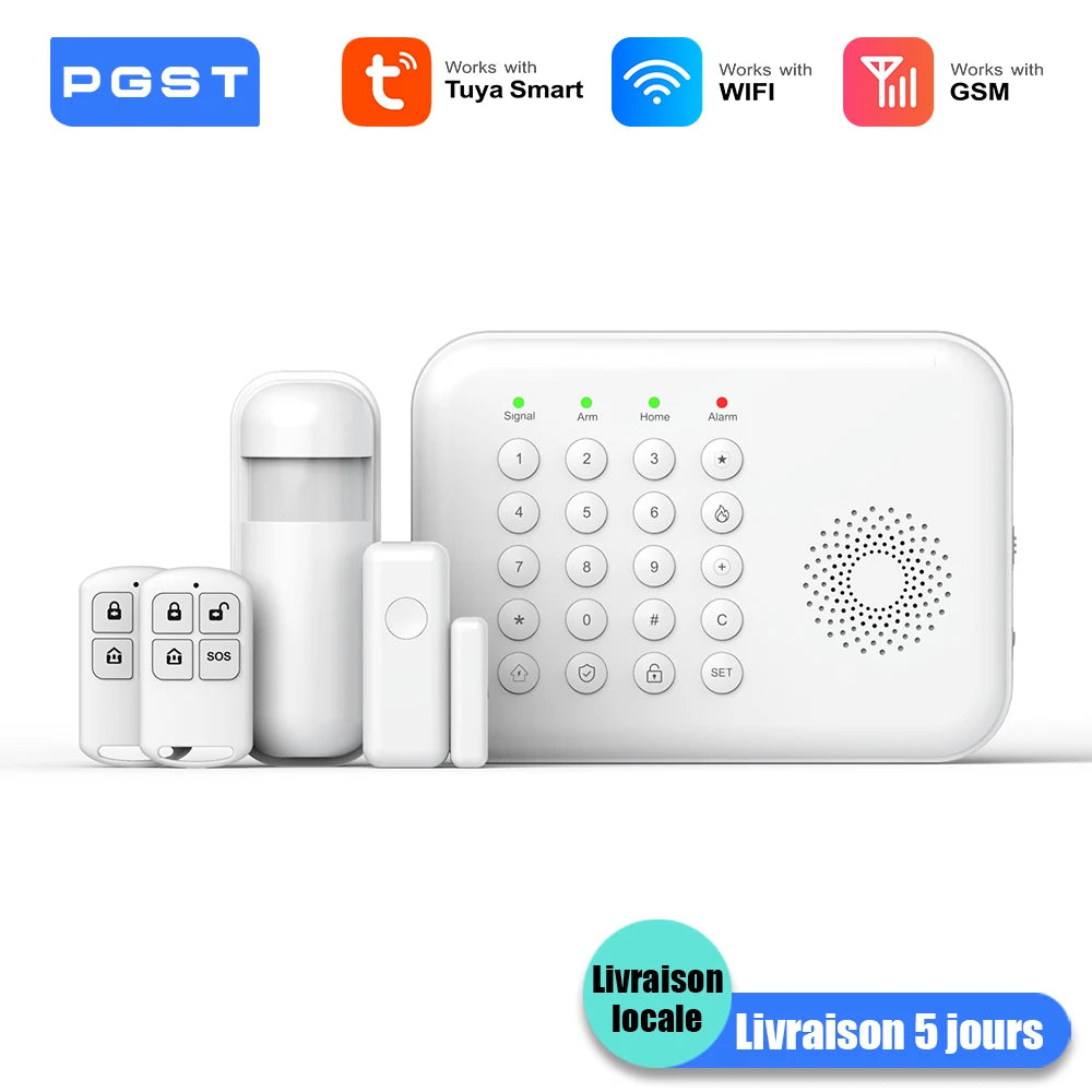 Sistema de alarma Maison PGST WiFi + GSM 2G Tuya – Kit de seguridad conectado con detectores de movimiento y captadores de puerta/ventana