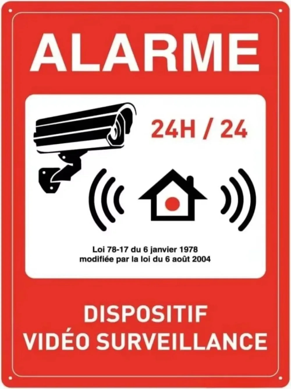 Panneau Aluminium Sécurité “Alarme Vidéo – Propriété Privée, Défense d’Entrer” – Plaque Rétro pour Parking et Zones Protégées