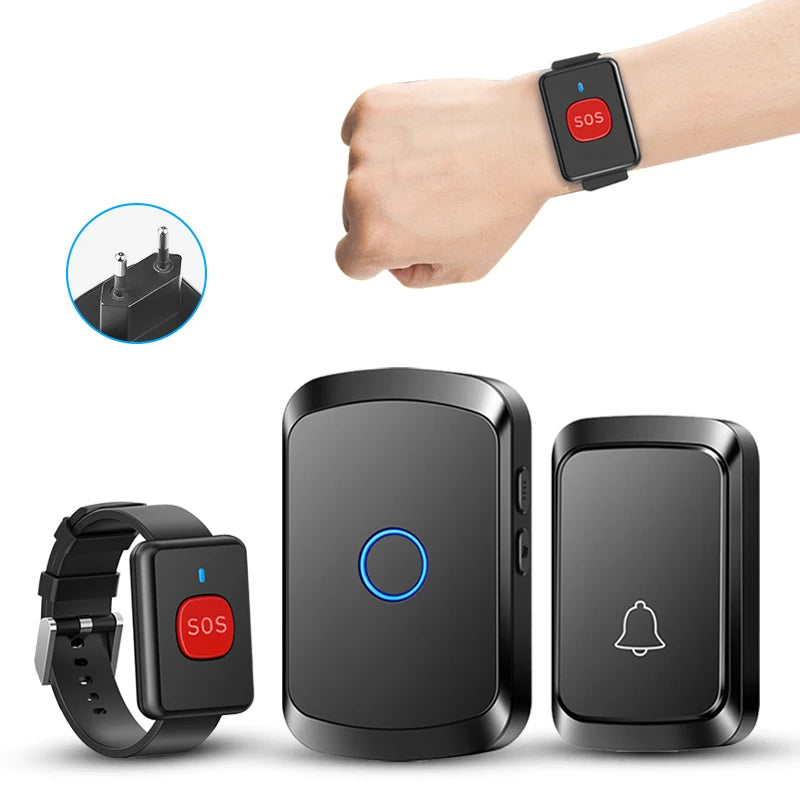 Buscapersonas sin filtro para personas con botón SOS y reloj de llamada – Sistema de alerta de urgencia para casas, niños y pacientes