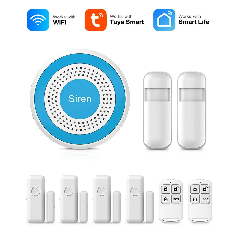 PGST A519W - Sistema de alarma Maison Connecté WiFi Tuya Smart Life, compatible con Alexa y Google, kit de seguridad con detectores de puertas y movimientos 