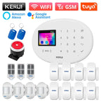 KERUI W202 – Sistema de alarma Maison Connecté Tuya WiFi &amp; GSM 433 MHz, Kit Seguridad Sans Fil con detector de movimiento, Capteurs Porte/Fenêtre et Sirène 