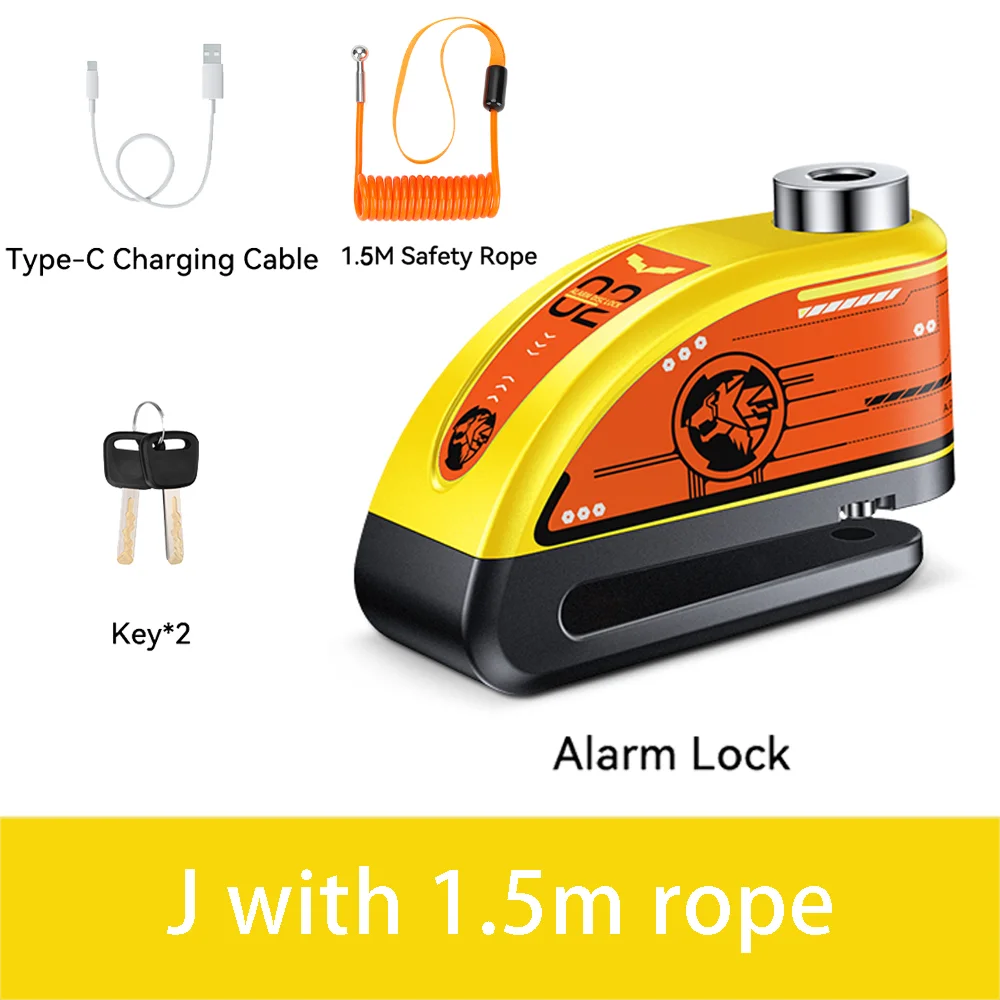 Rockbye Antivol à Disque avec Alarme 120 dB Rechargeable – Bloque-Disque Étanche pour Moto, Scooter et Vélo avec Câble de Sécurité