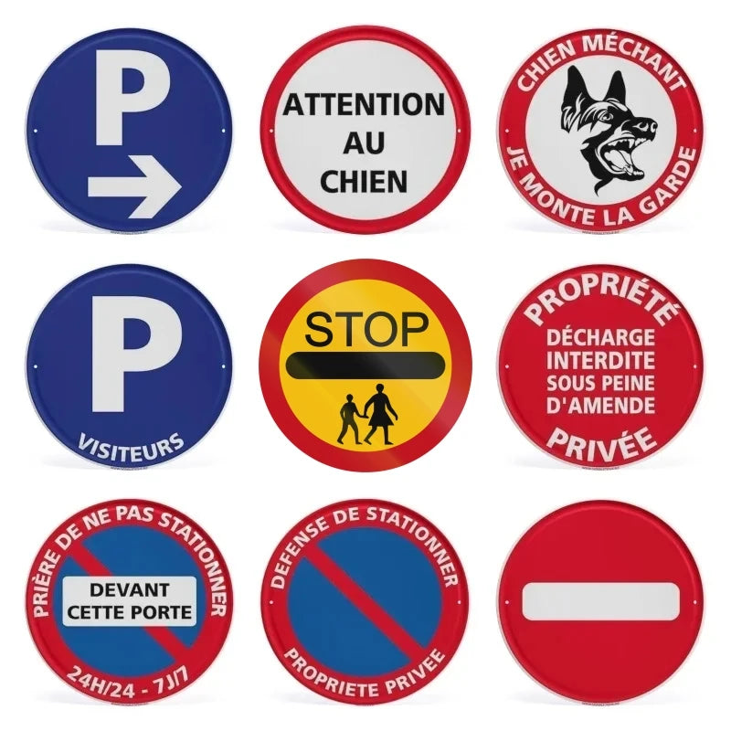 Panneau Rond en Aluminium “Propriété Privée – Accès Interdit – Vidéosurveillance” 20 cm – Signalisation de Sécurité Extérieure et Intérieure