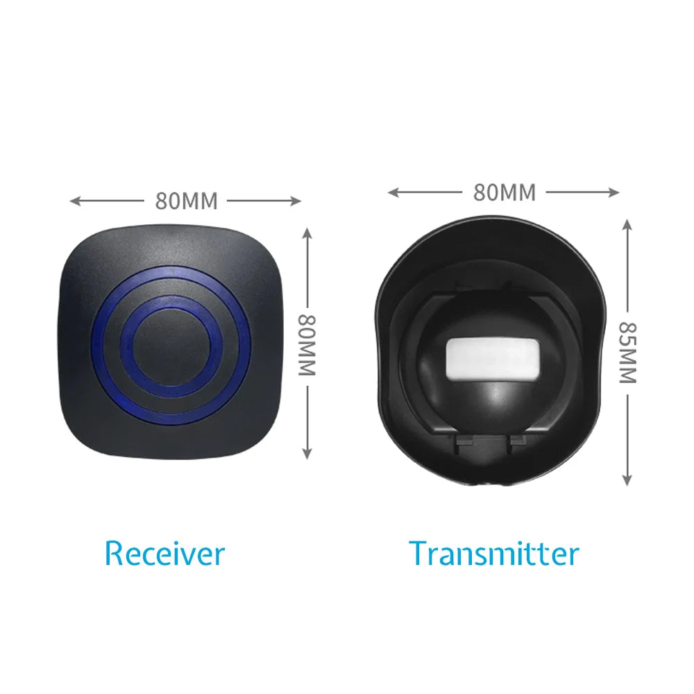 Alarma de paso sin filtro exterior Étanche – Kit detector de movimiento para entrada, jardín y entrada con 1 receptor y 2 captadores, puerta 200 m, 38 sonerías 