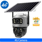 Caméra de Surveillance Solaire 4G V380 Pro 4K 8MP Double Objectif – PTZ, Détection Humaine PIR, Vision Nocturne Couleur, Batterie 8000 mAh, IP66