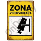 Panneau Vintage CCTV en Métal 20 x 30 cm – Plaque Murale “Vidéosurveillance 24h” pour Bar, Garage, Café et Maison