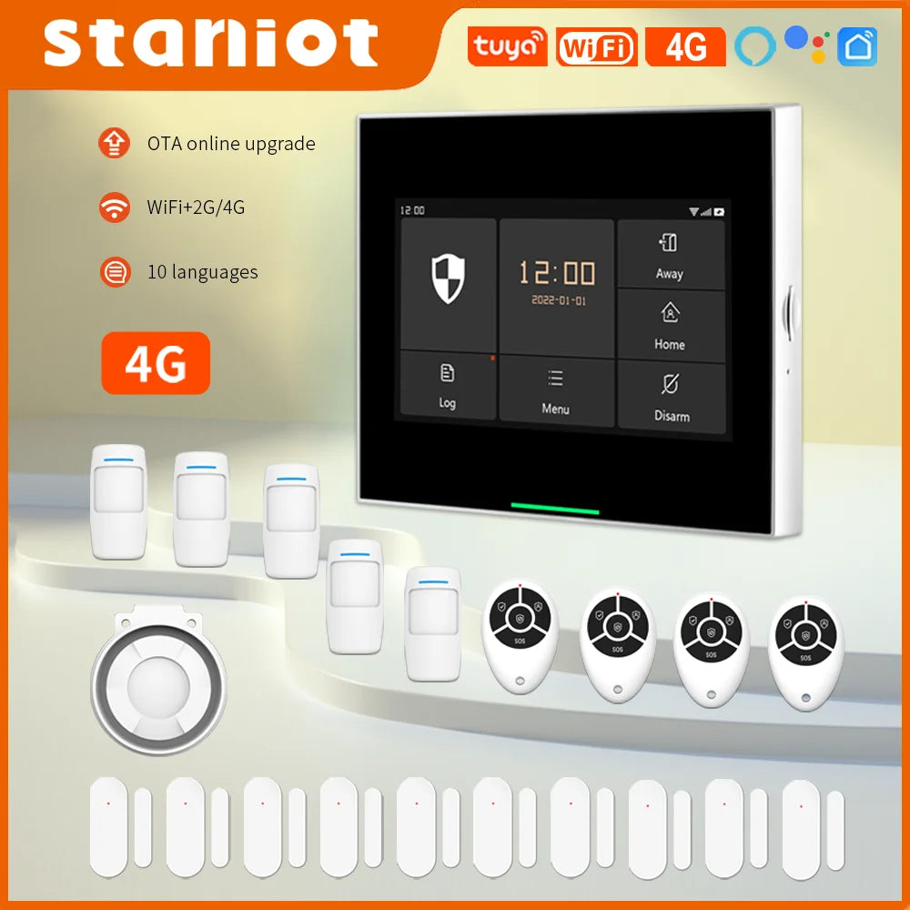 Staniot H501-4G - Sistema de alarma Maison Connecté 433 MHz WiFi 4G con pantalla táctil, compatible con Tuya y Smart Life