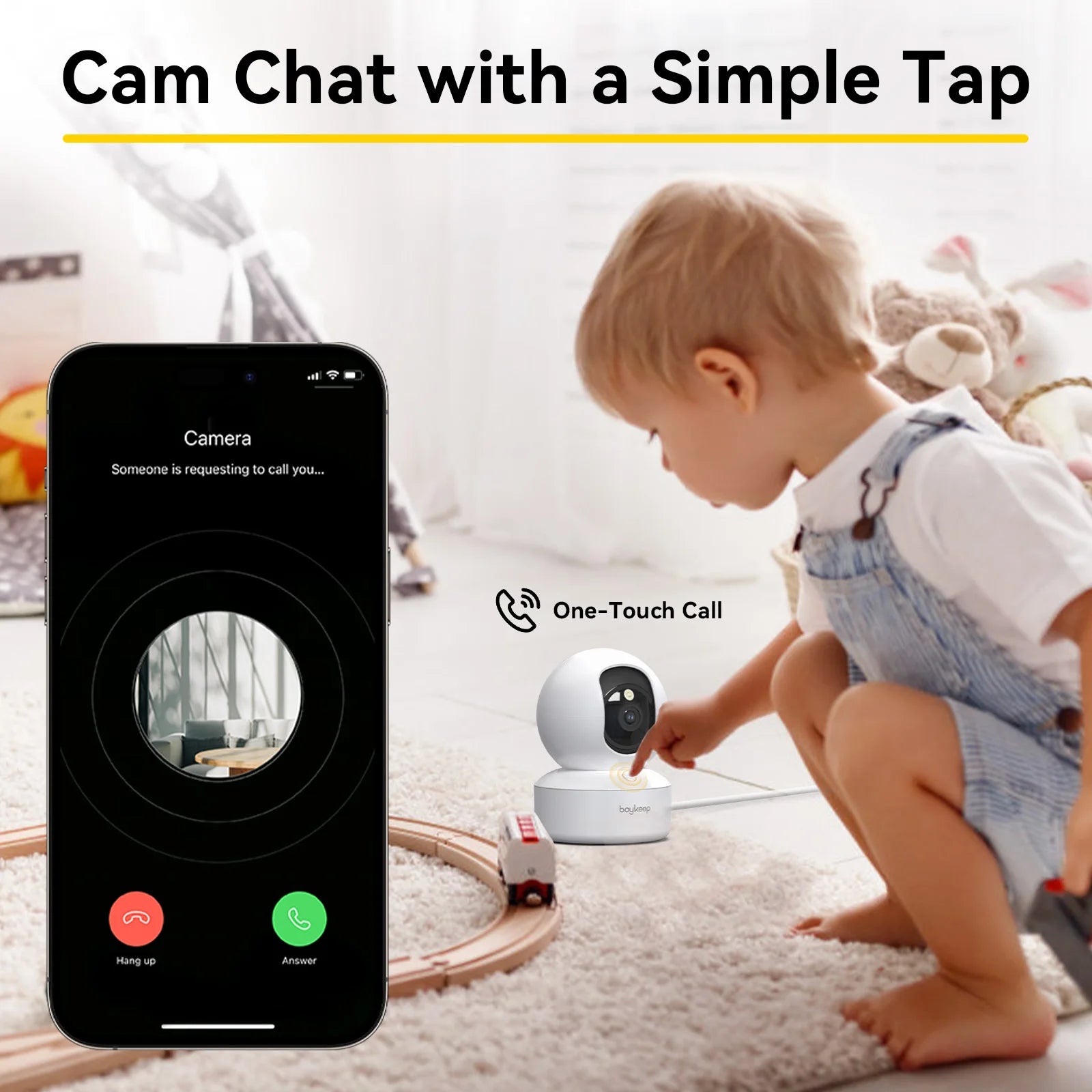 Caméra de Surveillance Intérieure BoyKeep 3MP WiFi 5G/2.4G – Suivi Automatique, Vision Nocturne Couleur et Audio Bidirectionnel