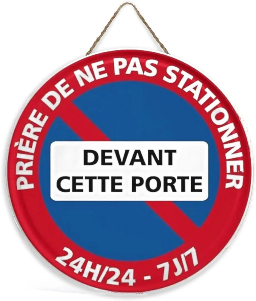 Panneau Rond en Bois “Propriété Privée – Accès Interdit – Vidéosurveillance” – Decoración Murale Seguridad para Cour, Jardin et Allée 