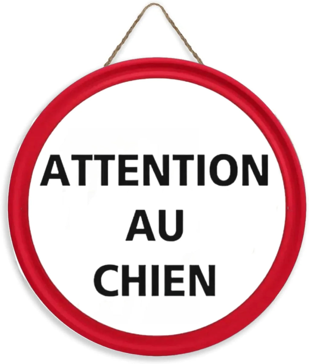 Panneau Rond en Bois “Propriété Privée – Accès Interdit – Vidéosurveillance” – Decoración Murale Seguridad para Cour, Jardin et Allée 