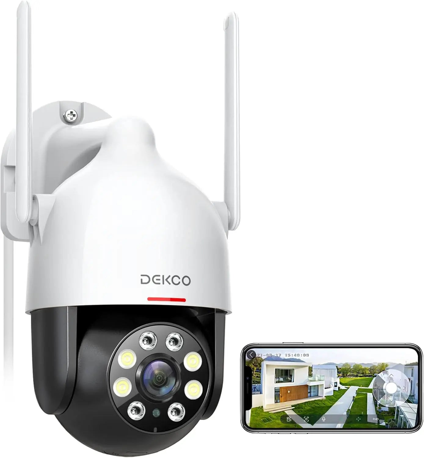 Caméra de Surveillance Extérieure DEKCO 3MP PTZ WiFi – Vision Nocturne Couleur, Suivi Intelligent, Audio Bidirectionnel, Dôme IP66