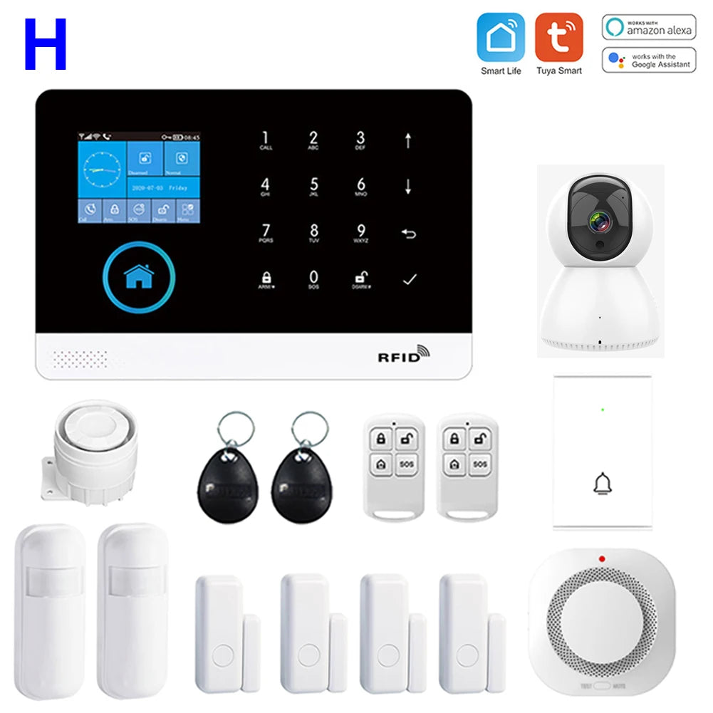 Sistema de alarma Maison TAIBOAN WiFi + GSM Tuya 433 MHz con pantalla y sirena – Central de alarma sin filtro inteligente 