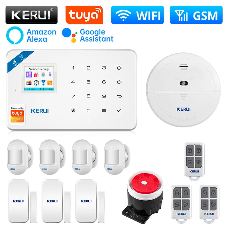 Sistema de alarma Maison KERUI W181 WiFi Tuya – Kit de seguridad conectado con detector de movimiento, captadores de apertura y detector de humo 