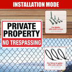 Lot de 4 Panneaux “Propriété Privée – No Trespassing” en Aluminium – Plaques de Sécurité Antirouille pour Intérieur et Extérieur