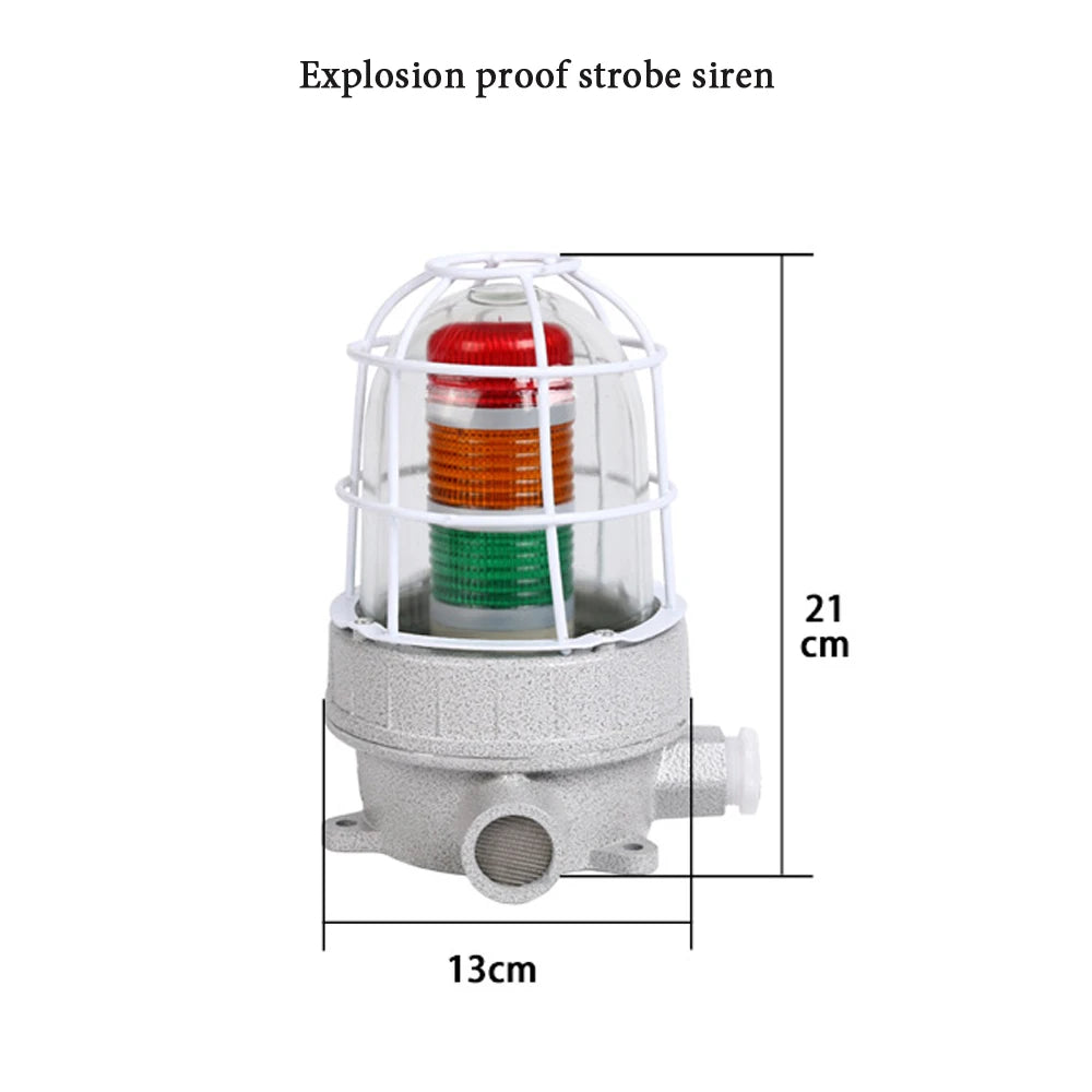 Sirène d’Alarme Incendie Sonore et Lumineuse Antidéflagrante 220V avec Stroboscope LED 24V – Puissance et Sécurité Maximales