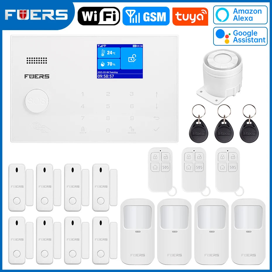 FUERS G30 – Sistema de alarma Maison Connecté Tuya WiFi &amp; GSM, Écran Couleur, Sirène et Détecteurs, Seguridad Sans Fil avec Application