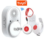 TOPVICO Botón SOS WiFi para personas mayores - Botón de pánico inteligente con alerta en teléfono inteligente, LED e hijo, compatible con Tuya, Alexa y Google Home 