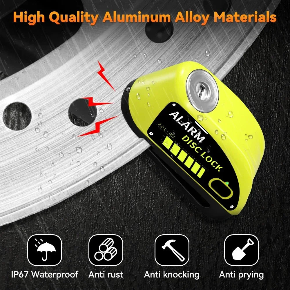 Antivol Alarme Rechargeable Bloomoto pour Moto et Vélo – Bloque-Disque 110 dB avec Câble de Sécurité et Recharge USB-C