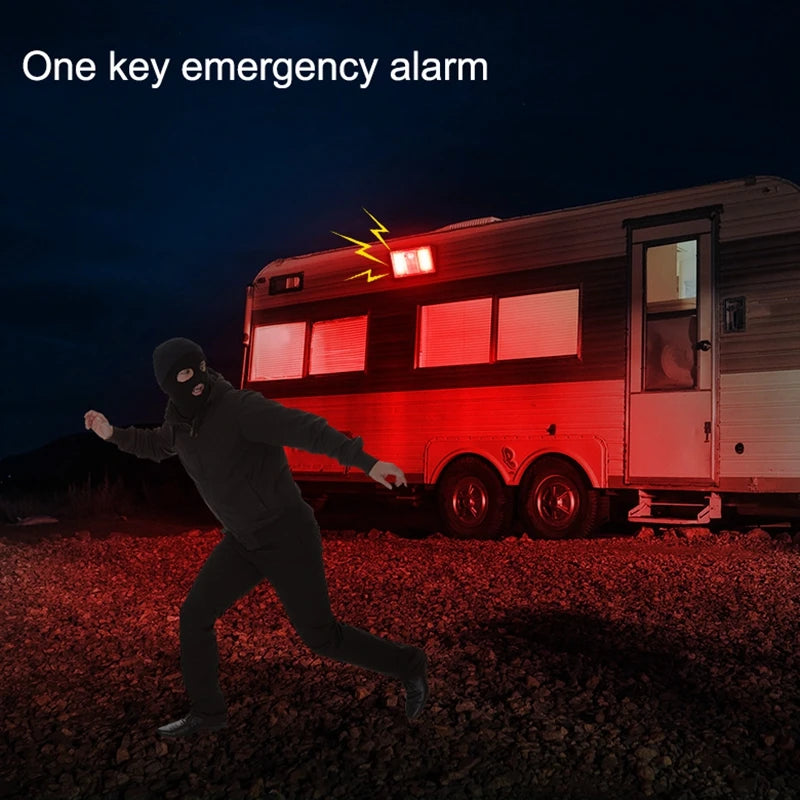 EGFirtor Lampe Solaire d’Alarme Extérieure avec Télécommande – Détecteur de Mouvement et Sirène Puissante 129 dB pour Jardin et Maison