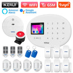 KERUI W202 – Sistema de alarma Maison Connecté Tuya WiFi &amp; GSM 433 MHz, Kit Seguridad Sans Fil con detector de movimiento, Capteurs Porte/Fenêtre et Sirène 