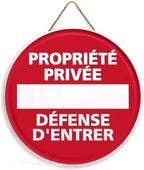 Panneau Rond en Bois “Propriété Privée – Accès Interdit – Vidéosurveillance” – Decoración Murale Seguridad para Cour, Jardin et Allée 