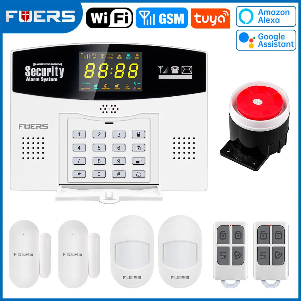 FUERS W210 – Système d’Alarme Maison Connecté Tuya WiFi & GSM avec Écran LCD Couleur, Kit Sécurité Sans Fil et Caméra IP 3MP