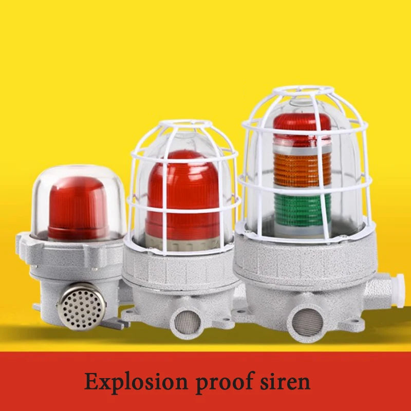 Sirène d’Alarme Incendie Sonore et Lumineuse Antidéflagrante 220V avec Stroboscope LED 24V – Puissance et Sécurité Maximales