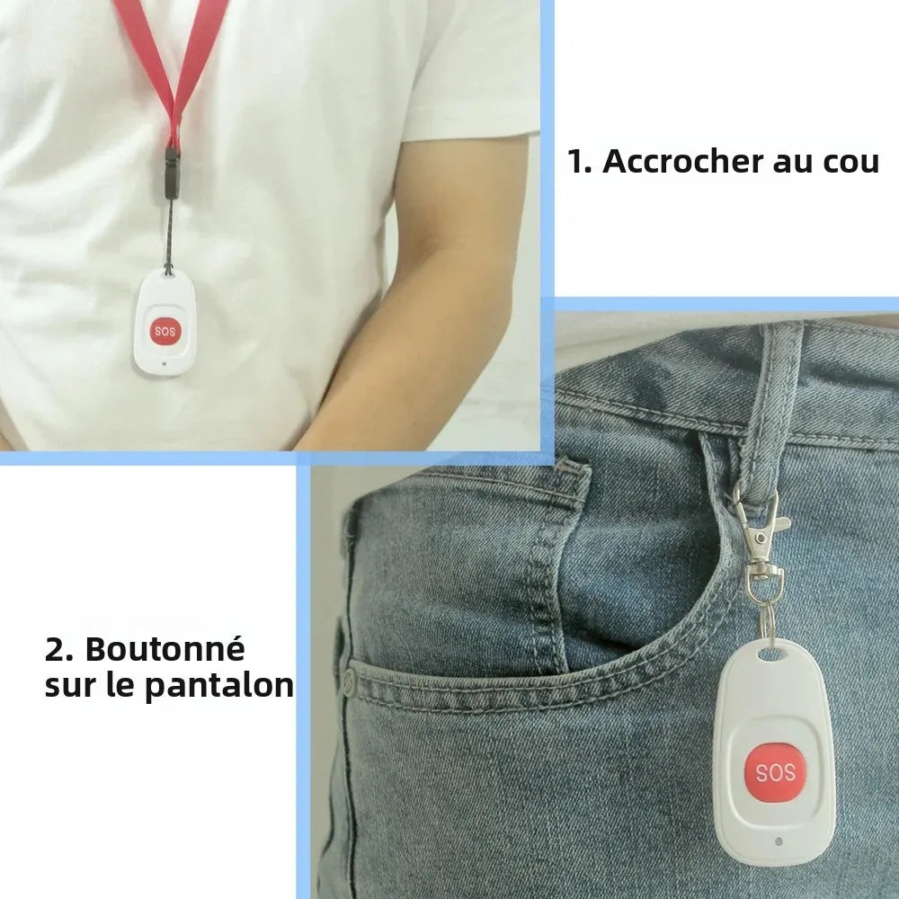 TOPVICO Bouton SOS Panique 433 MHz – Notfall-Türsprechanlage für Senioren, kompatible WiFi- und RF-Alarmsysteme