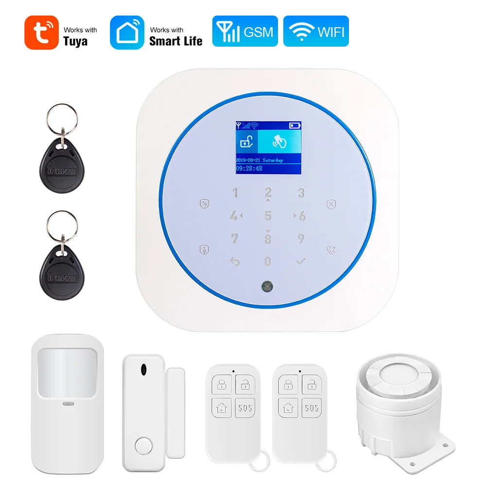 KERUI G12 – Sistema de alarma GSM Sans Fil con aplicación Tuya, Sirène y detectores de movimiento y apertura