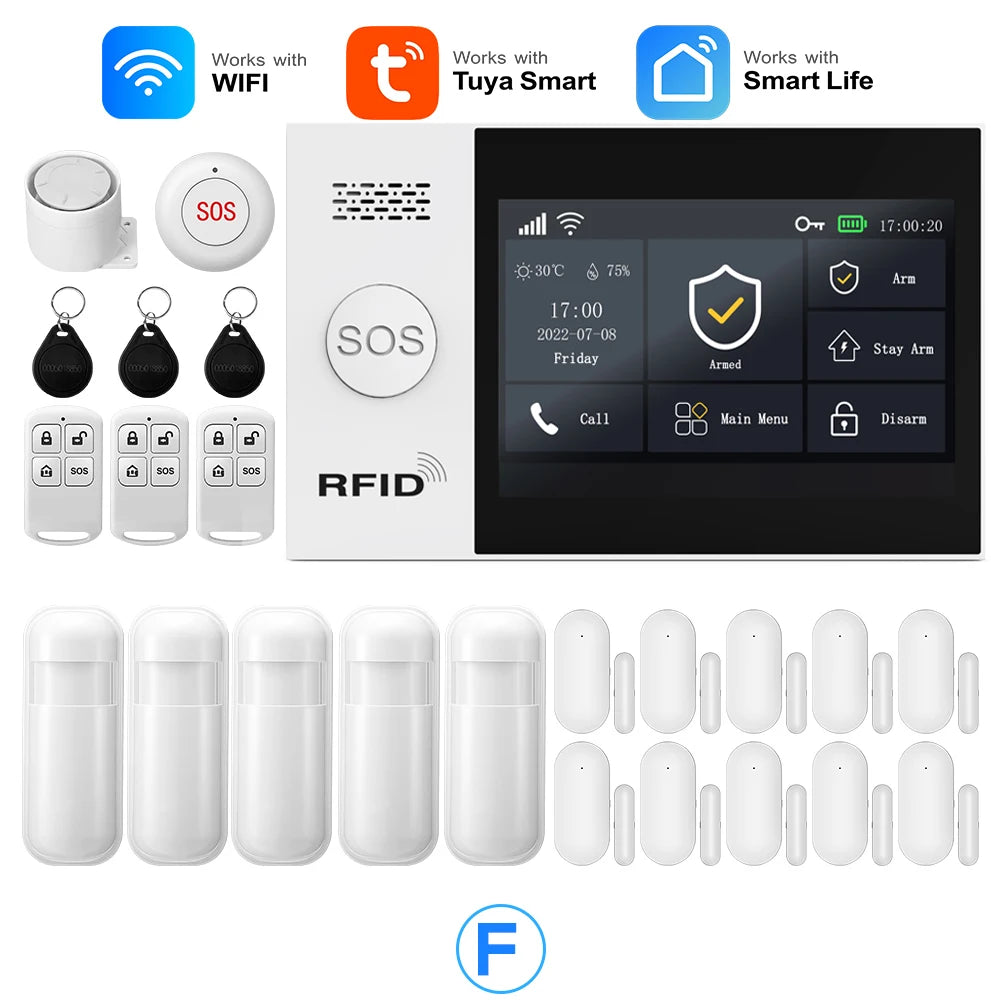 HIVA PG-107 – Sistema de alarma Maison Connecté Tuya WiFi &amp; GSM con Écran Tactile 4,3", Alertes en Temps Réel pour Maison, Garage, Bureau et Boutique 