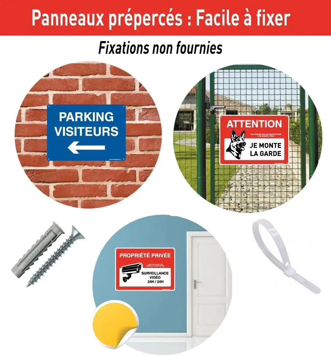 Panneau de Signalisation Sécurité en Aluminium – Alarme Vidéo, Accès Interdit, Propriété Privée, Attention Véhicules et Chien de Garde